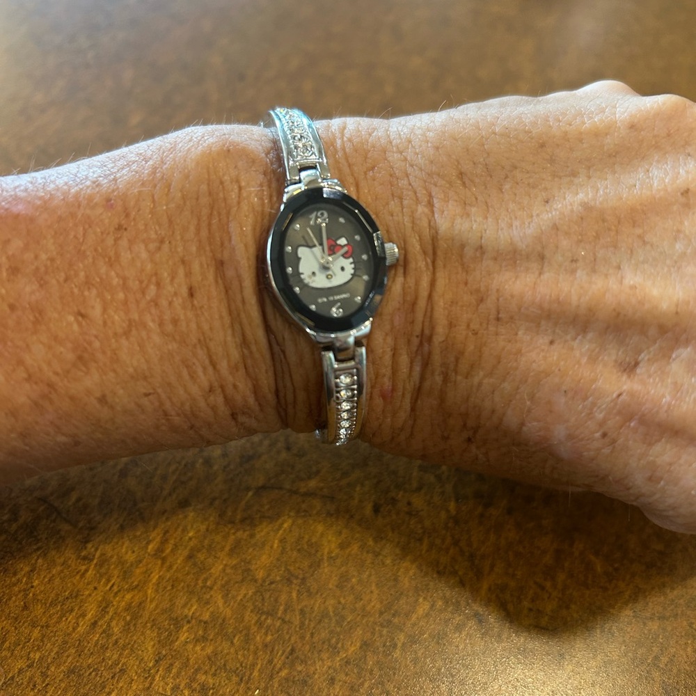 Hello Kitty Silver and Black Crystal Watch